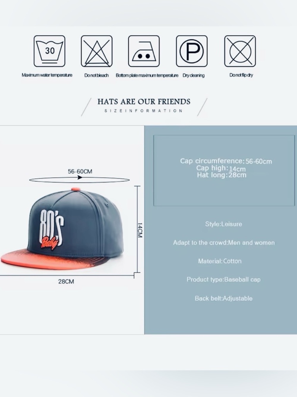 80's Baby Grey and Orange Snapback Hat